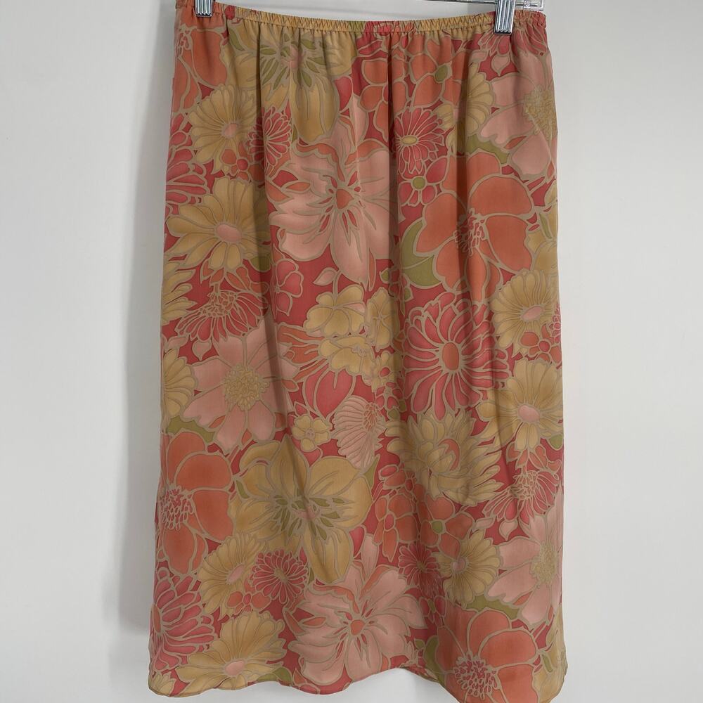 Stephanie Chaus Slip Skirt  Women’s‎ 8 Silk Floral 90s Y2K Flowy Feminine Pink